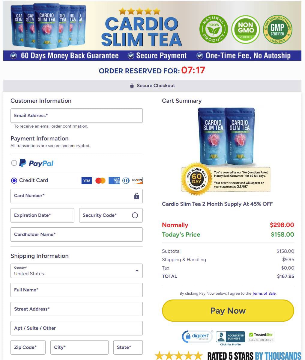 Cardio Slim Tea Order